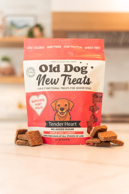 Tender Heart functional soft treats for senior dogs by Old Dog New Treats — Hawthorn Berry, Taurine, Beetroot, Apple, Carrot, Rosemary
