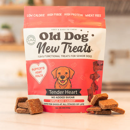 Tender Heart functional soft treats for senior dogs by Old Dog New Treats — Hawthorn Berry, Taurine, Beetroot, Apple, Carrot, Rosemary