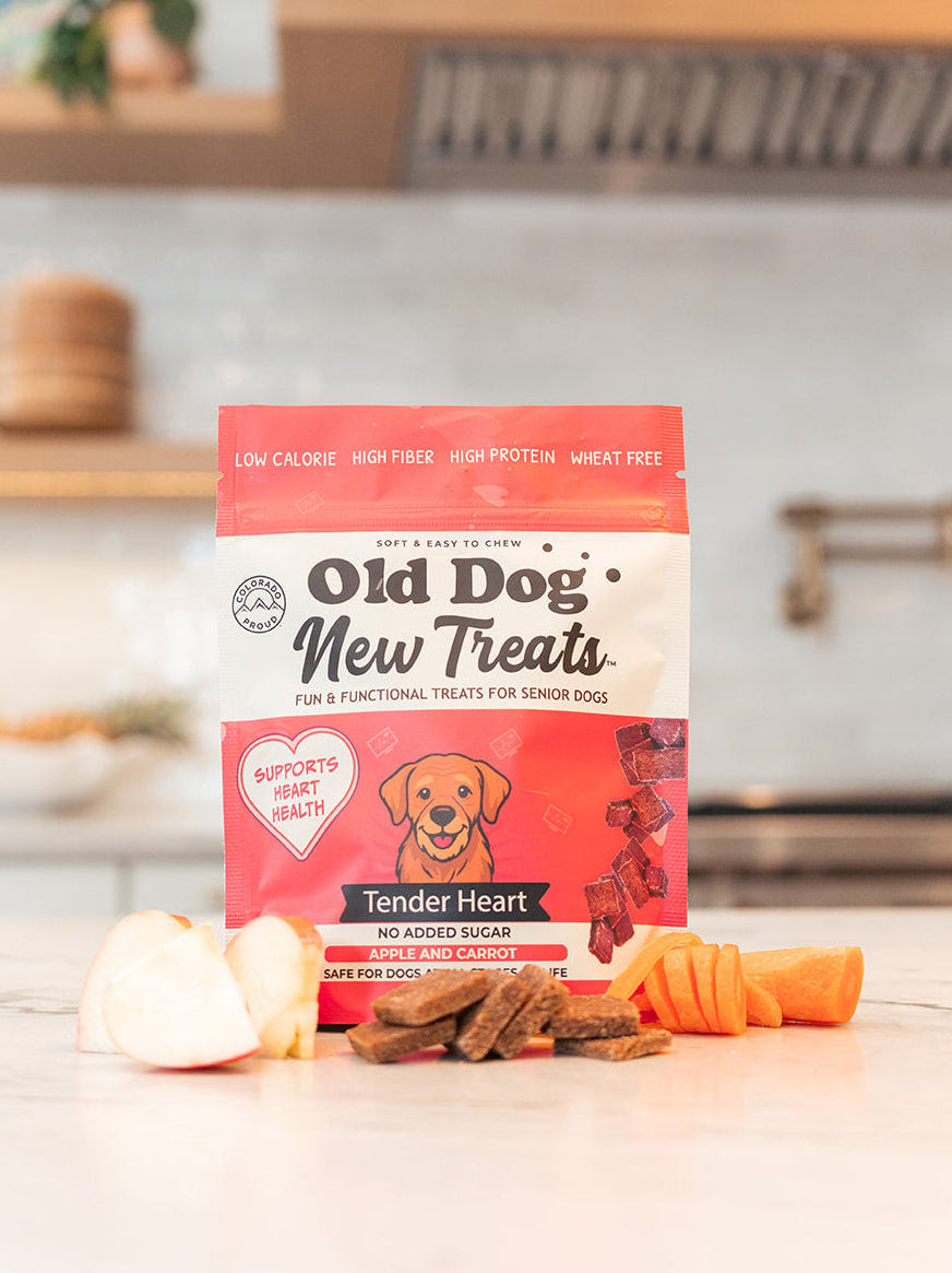 Tender Heart functional soft treats for senior dogs by Old Dog New Treats — Hawthorn Berry, Taurine, Beetroot, Apple, Carrot, Rosemary