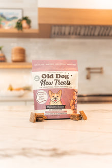 Mobility Boost functional soft treats for senior dogs by Old Dog New Treats — Marine Omegas, Turmeric, Black Pepper, Tart Cherry, Pumpkin, Rosemary