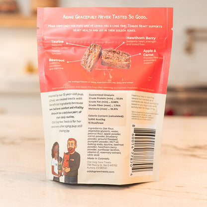 Tender Heart functional soft treats for senior dogs by Old Dog New Treats — Hawthorn Berry, Taurine, Beetroot, Apple, Carrot, Rosemary